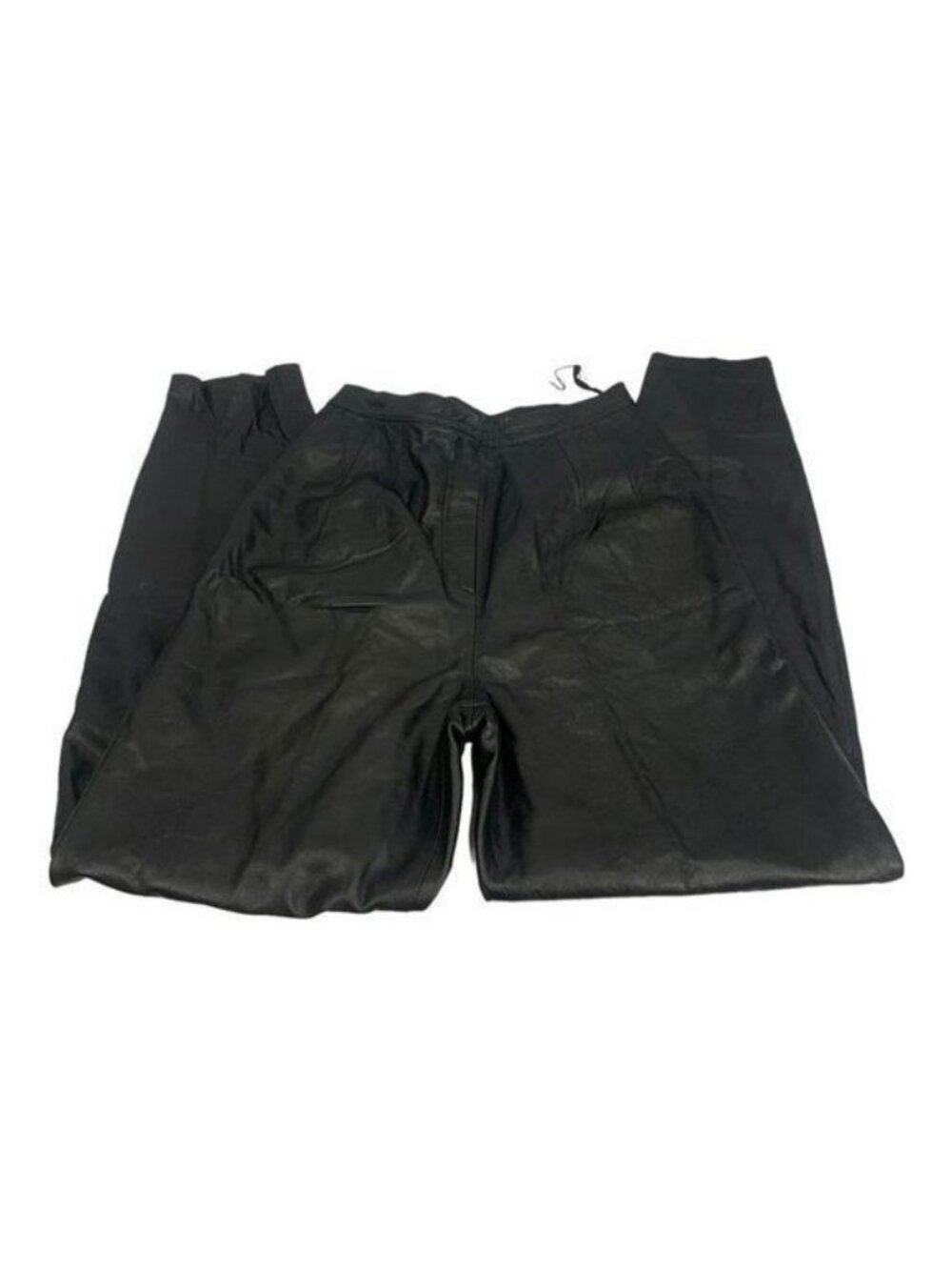 Dana Brooke Womens Black 100% Leather Straight Leg Pants Size 10 Pleat Front